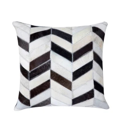 Funda de cojín 100% piel de vaca auténtica 45x45, funda de almohada de lujo color crema y marrón para decoración del hogar
