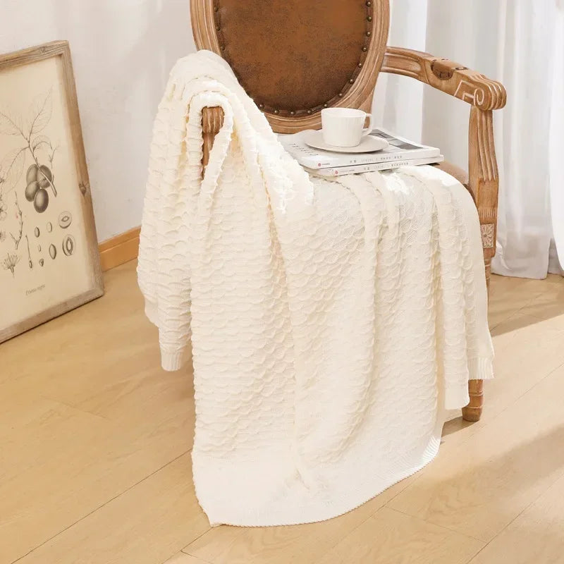 Manta de punto suave, manta de Color sólido para cama, sofá de viaje, manta chal versátil para actividades al aire libre e interior, venta al por mayor