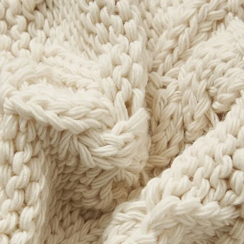 Manta de punto beige nórdica con borlas para sofá, manta decorativa suave y acogedora para sala de estar, regalo de decoración para el hogar