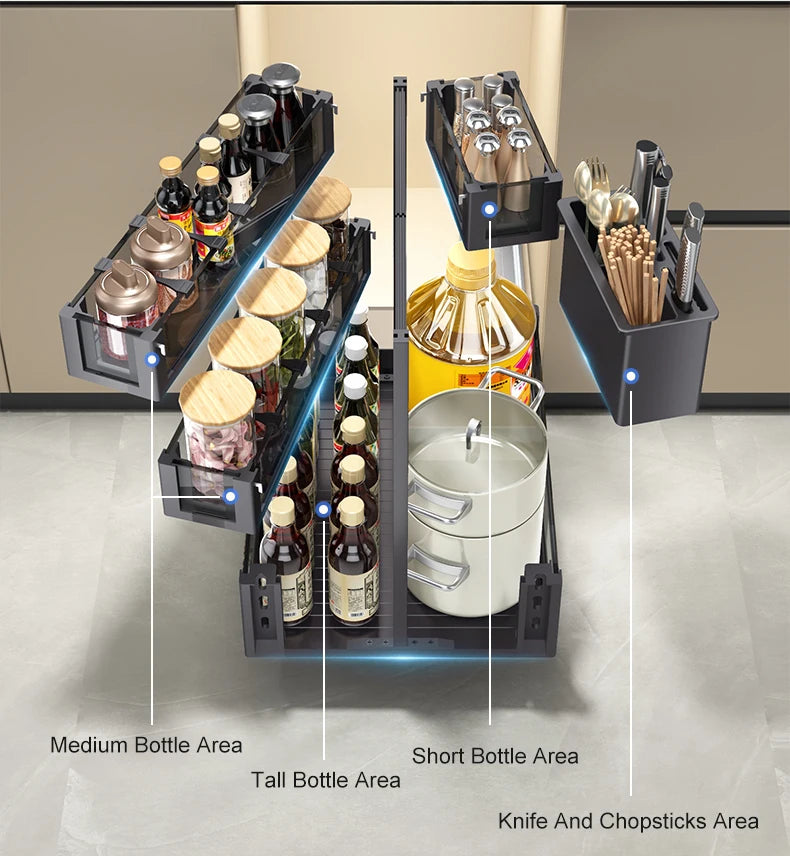 Organizador extraíble para gabinete de cocina, cesta deslizable para especias