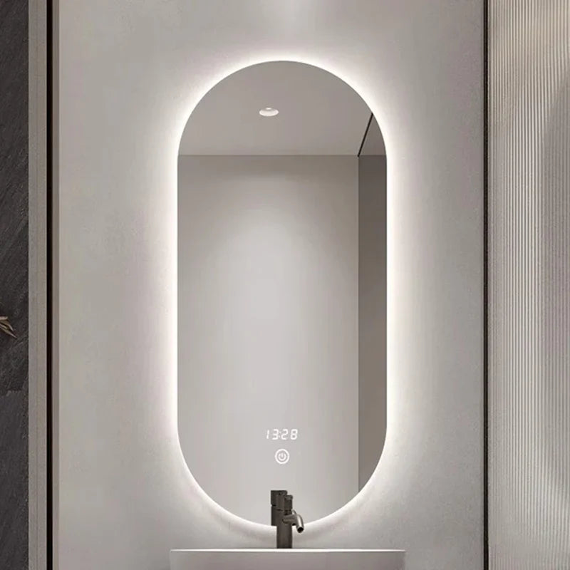 Espejo de Baño Colgante con Luz LED, Artículos Modernos para Pared, Espejo de Vanidad Estético, Espejo Grande y Largo para Maquillaje, Decoración para el Hogar