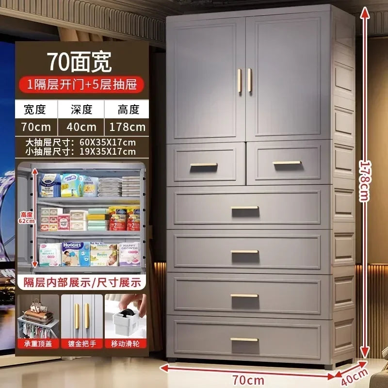 Armario plegable de dos puertas de 70 cm de ancho