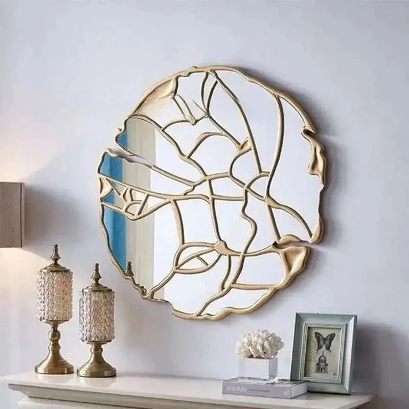 Espejos decorativos nórdicos de lujo para pared, espejos decorativos minimalistas y creativos, decoración Irregular para sala de estar WZ50DM