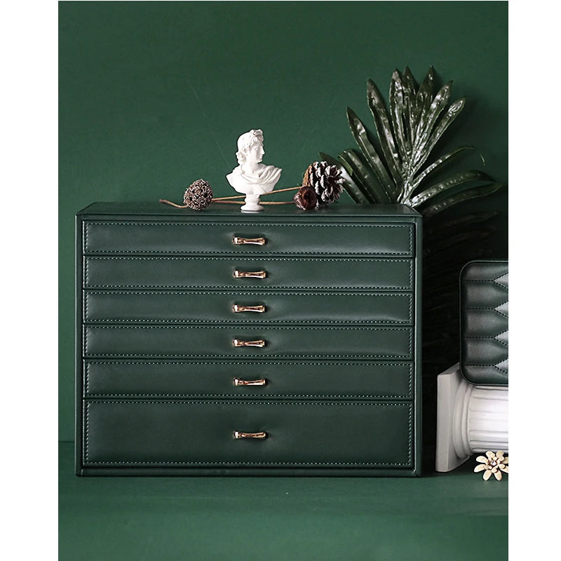 Caja de Joyería de Cuero PU de 6 Capas, Estuche de Almacenamiento, Organizador de Exhibición para Anillos, Collares y Pendientes, Ideal para Regalos