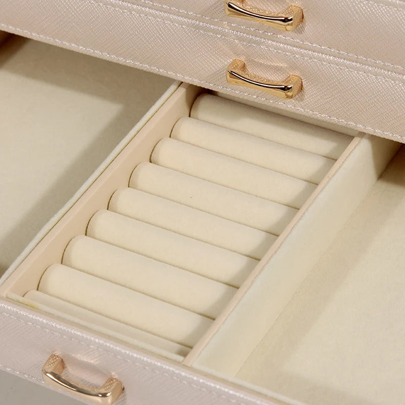 Caja de Joyería de Cuero PU de 6 Capas, Estuche de Almacenamiento, Organizador de Exhibición para Anillos, Collares y Pendientes, Ideal para Regalos