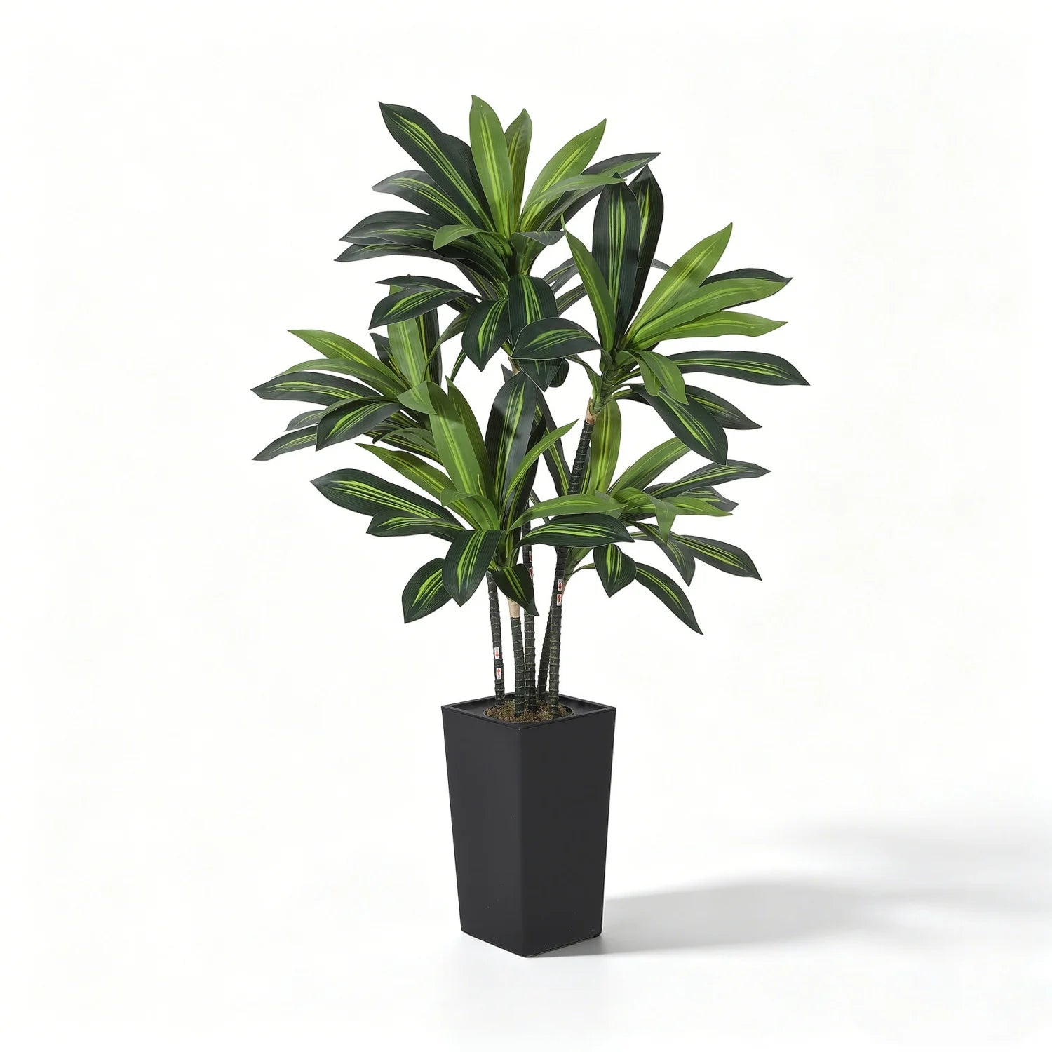 Árbol Artificial de Dracaena de 1.5 m con Maceta Alta Blanca/Negra, Planta Artificial Realista en Maceta, Árbol de Yucca Artificial Grande para Decoración de Hogar, Oficina, Sala de Estar