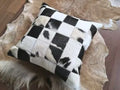 Funda de cojín 100% piel de vaca auténtica 45x45, funda de almohada de lujo color crema y marrón para decoración del hogar