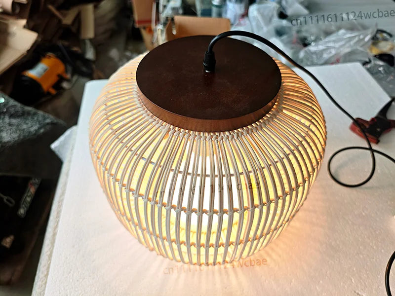 Lámpara Colgante de Mimbre Japonés Estilo Wabi Sabi, Lámpara de Techo para Salón de Té, Restaurante, Sala de Estar, Decoración del Hogar