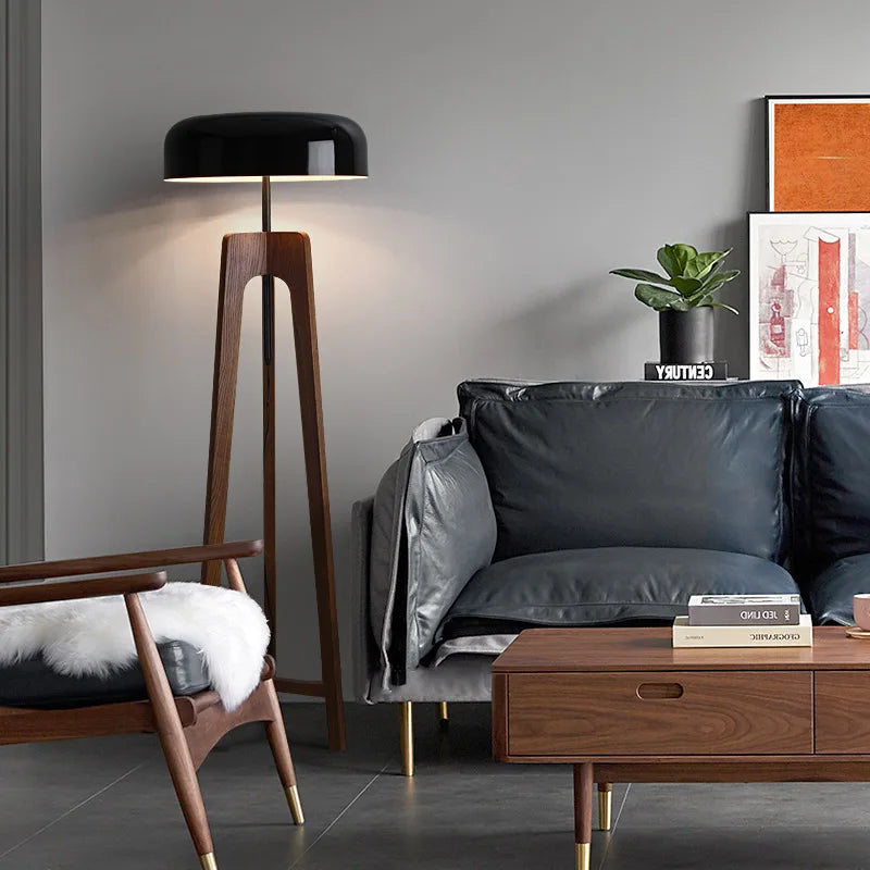 Pileo-Lámpara de pie de madera clásica para Hotel, dormitorio, sala de estar, hogar, Art Deco, trípode, seta, lámpara de mesa