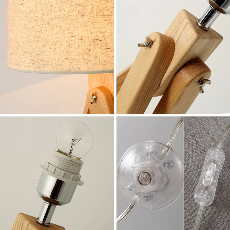 Lámparas de suelo hechas en madera de estilo nórdico para sala de estar, lámparas de pie con trípode para sala de estar, dormitorio, iluminación interior del hogar, accesorio moderno