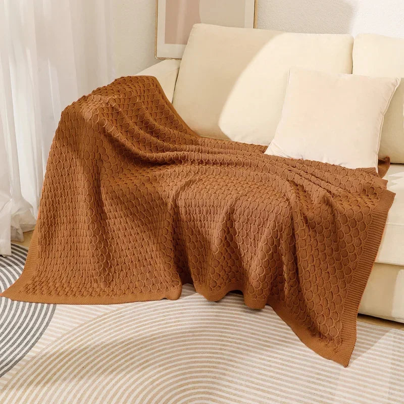 Manta de punto suave, manta de Color sólido para cama, sofá de viaje, manta chal versátil para actividades al aire libre e interior, venta al por mayor