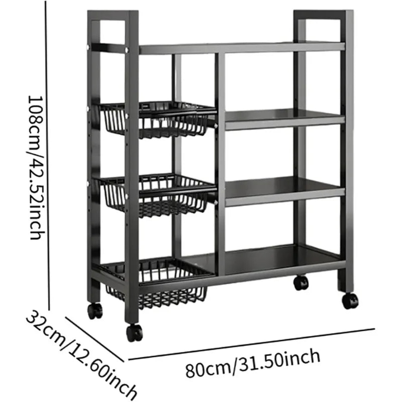 Estante de almacenamiento de cocina multifuncional, estante de almacenamiento móvil, utilizado para horno microondas de frutas, estante de almacenamiento de cocina