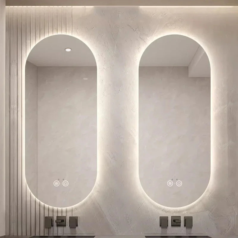 Espejo de Baño Colgante con Luz LED, Artículos Modernos para Pared, Espejo de Vanidad Estético, Espejo Grande y Largo para Maquillaje, Decoración para el Hogar