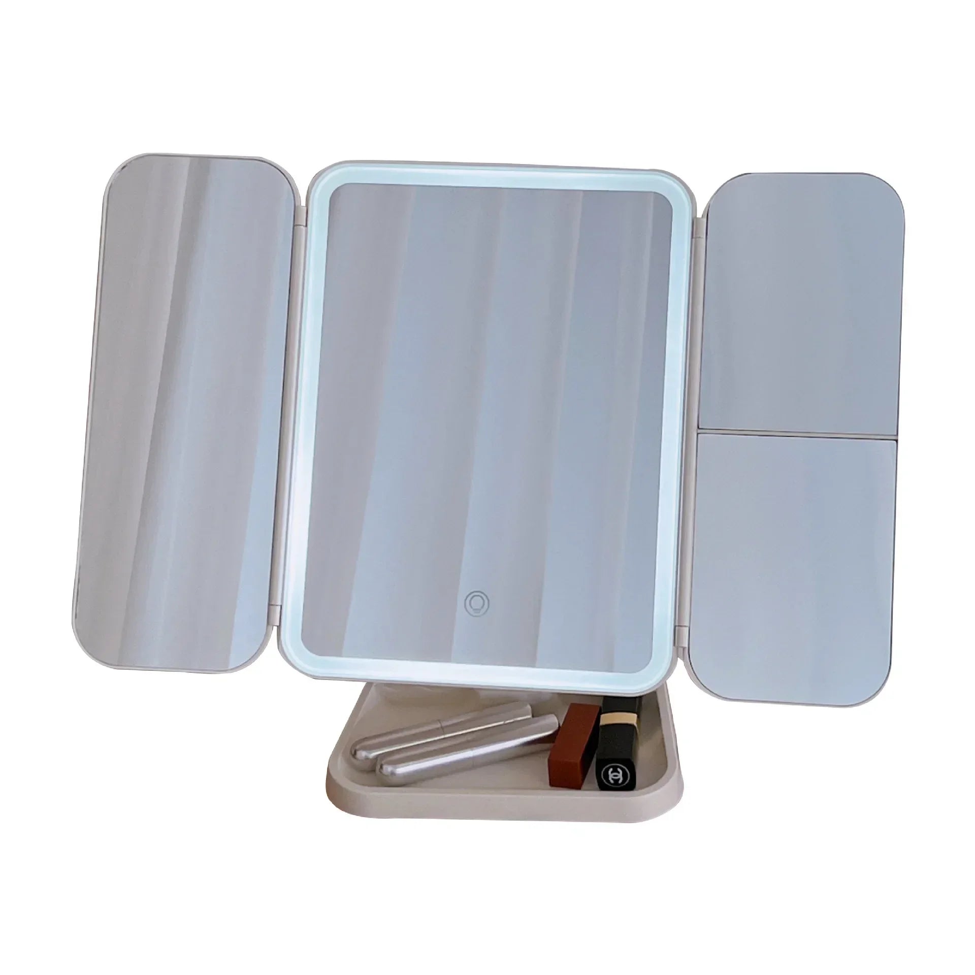 Espejo de maquillaje triple con luces LED, espejo de tocador para dormitorio, belleza, ilumina tu luz de relleno con espejo de maquillaje complementario inteligente