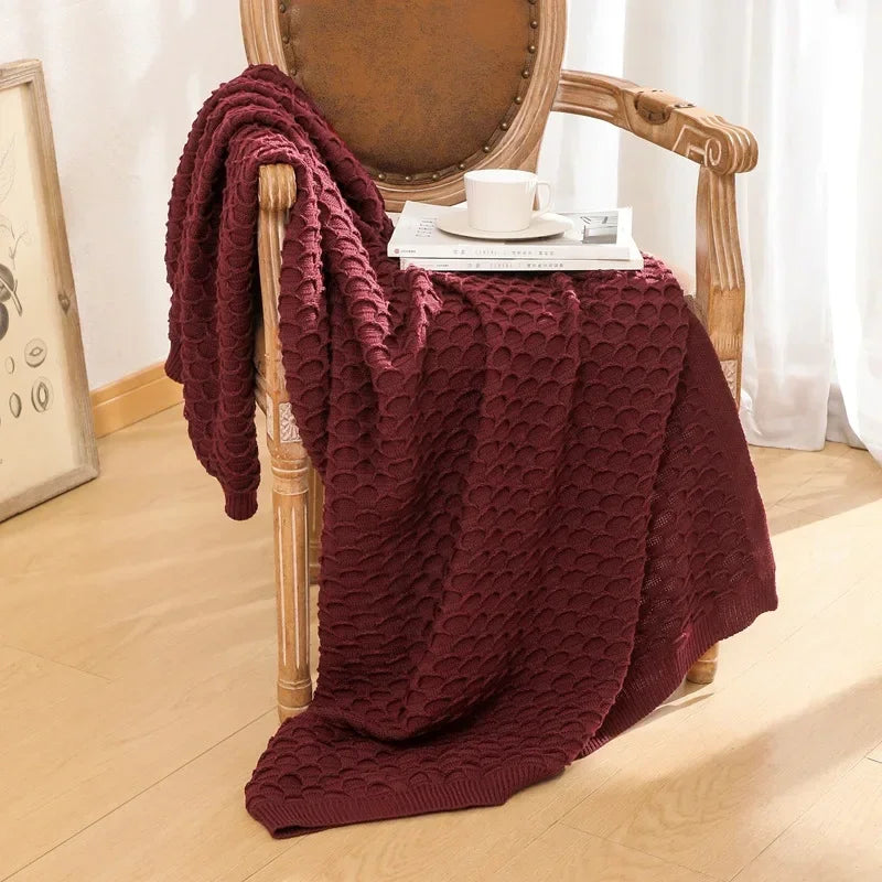 Manta de punto suave, manta de Color sólido para cama, sofá de viaje, manta chal versátil para actividades al aire libre e interior, venta al por mayor