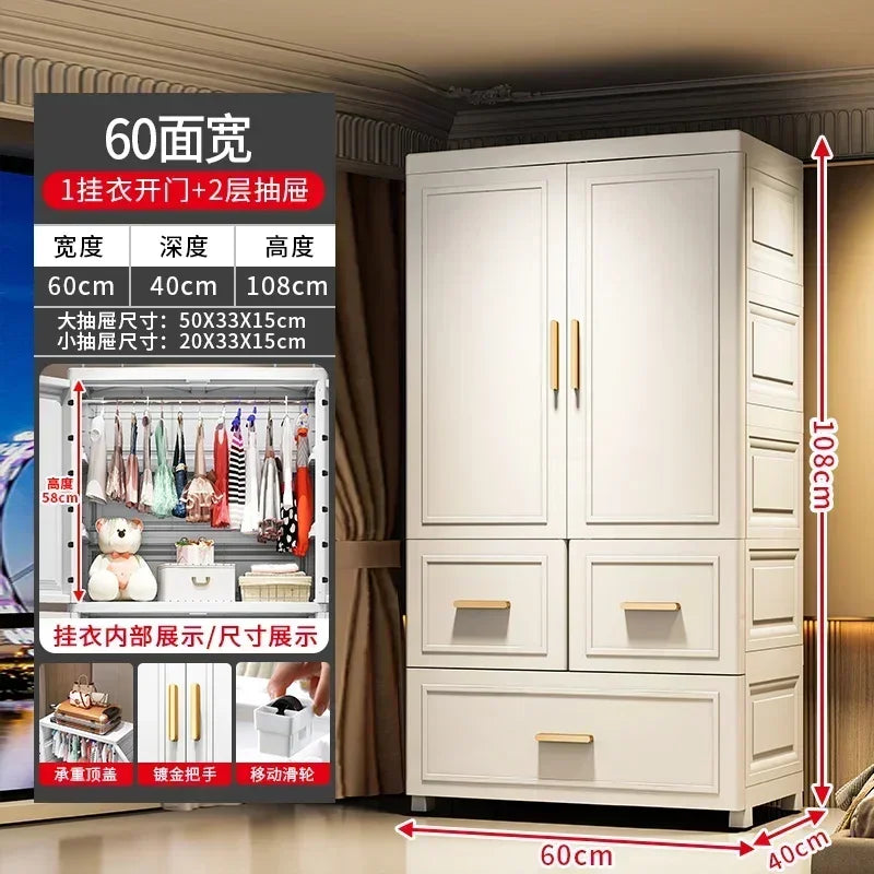 Armario plegable de dos puertas de 70 cm de ancho