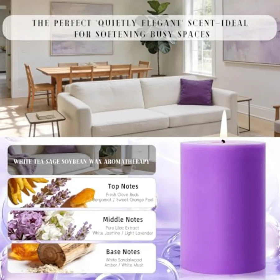 Paquete de 4 Velas Aromáticas de Soya con Aroma a Lila, 2.8x4 Pulgadas, 240 Horas de Duración, Velas Aromáticas Naturales de Primavera, Hechas a Mano