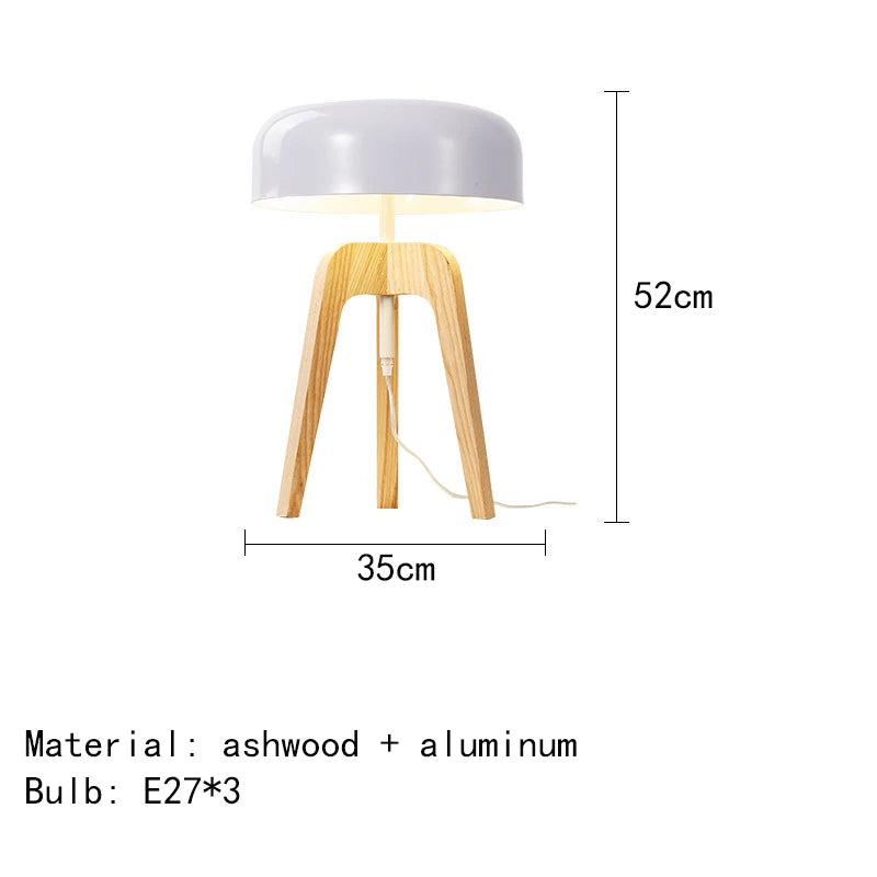 Pileo-Lámpara de pie de madera clásica para Hotel, dormitorio, sala de estar, hogar, Art Deco, trípode, seta, lámpara de mesa
