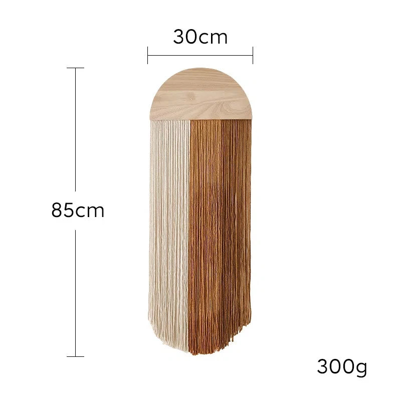 Decoración de pared bohemia de media luna hecha a mano, macramé colorido, tapices de pared con arte de pared de madera Natural para decoración de dormitorio y sala de estar