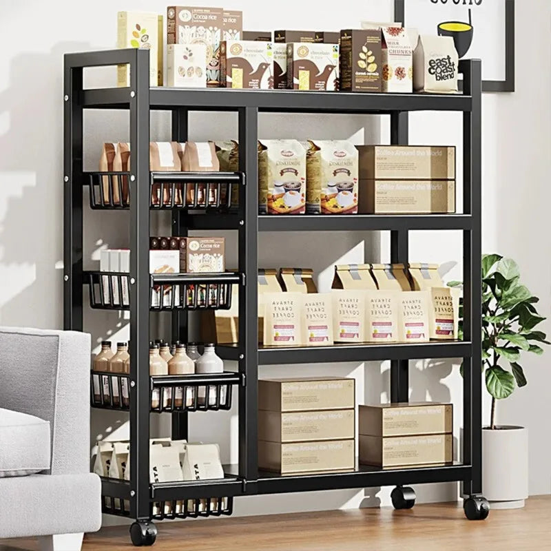 Estante de almacenamiento de cocina multifuncional, estante de almacenamiento móvil, utilizado para horno microondas de frutas, estante de almacenamiento de cocina