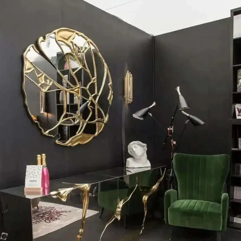 Espejos decorativos nórdicos de lujo para pared, espejos decorativos minimalistas y creativos, decoración Irregular para sala de estar WZ50DM