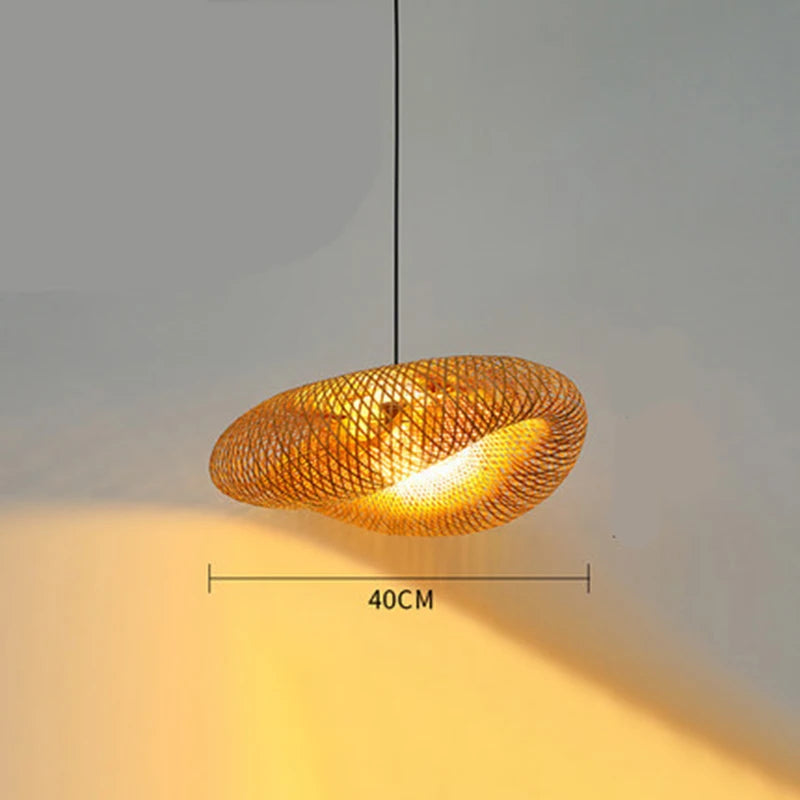 Lámpara de araña tejida de bambú ZK20, 60/50/40cm, lámpara colgante de luz de techo LED, accesorios de lámpara tejida de ratán, decoraciones para el hogar y el dormitorio