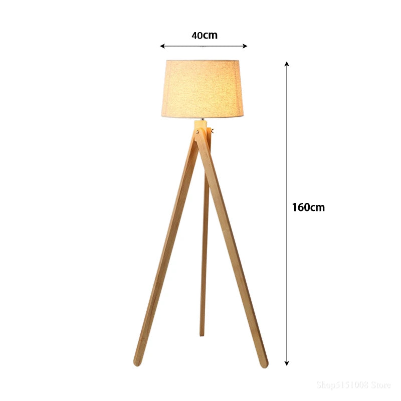 Lámparas de suelo hechas en madera de estilo nórdico para sala de estar, lámparas de pie con trípode para sala de estar, dormitorio, iluminación interior del hogar, accesorio moderno