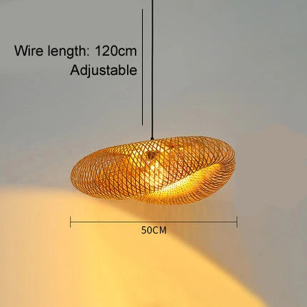 Lámpara de araña tejida de bambú ZK20, 60/50/40cm, lámpara colgante de luz de techo LED, accesorios de lámpara tejida de ratán, decoraciones para el hogar y el dormitorio