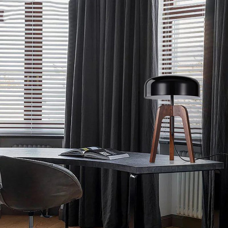 Pileo-Lámpara de pie de madera clásica para Hotel, dormitorio, sala de estar, hogar, Art Deco, trípode, seta, lámpara de mesa