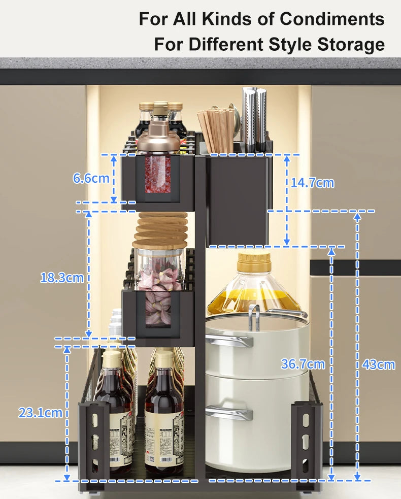 Organizador extraíble para gabinete de cocina, cesta deslizable para especias