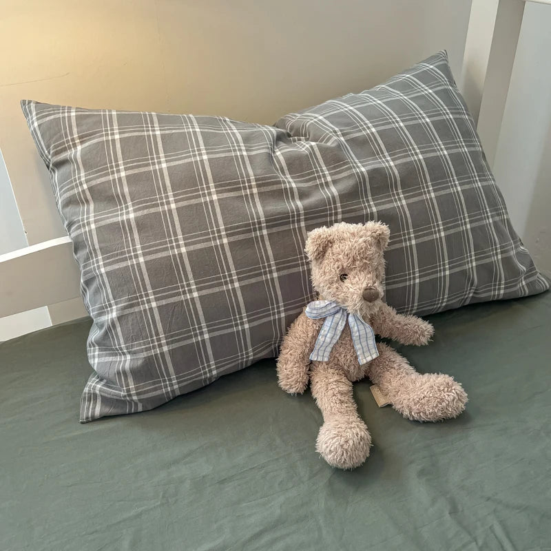 Juego de cama de algodón lavado nórdico, funda nórdica con funda de almohada, sábanas, funda de edredón, juego de ropa de cama individual tamaño Queen