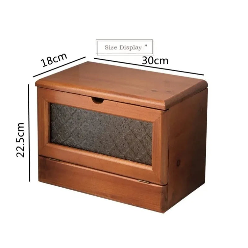 Caja de tocador de escritorio de madera Vintage con espejo, almacenamiento para el hogar, a prueba de polvo, gran capacidad, cosmético, de madera maciza