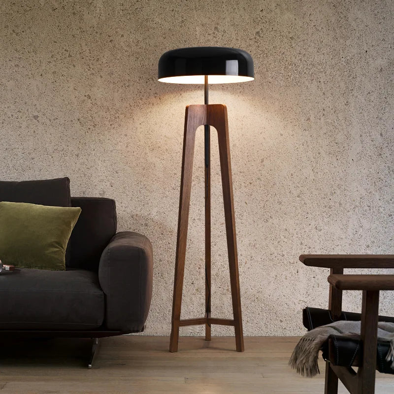 Pileo-Lámpara de pie de madera clásica para Hotel, dormitorio, sala de estar, hogar, Art Deco, trípode, seta, lámpara de mesa