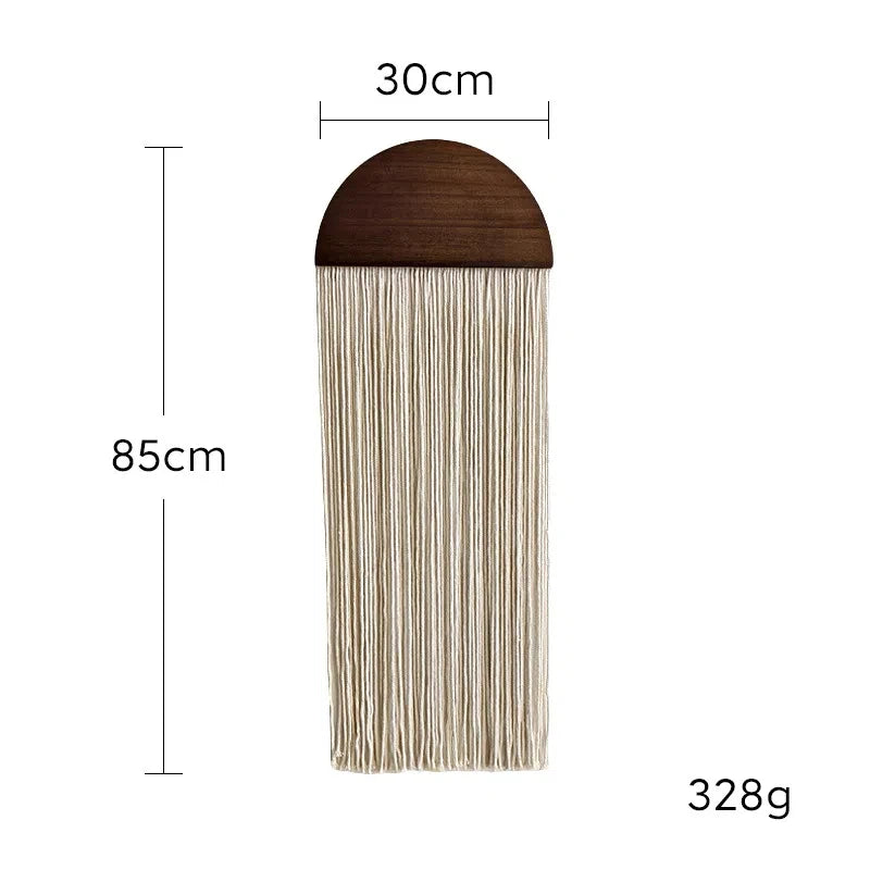 Decoración de pared bohemia de media luna hecha a mano, macramé colorido, tapices de pared con arte de pared de madera Natural para decoración de dormitorio y sala de estar