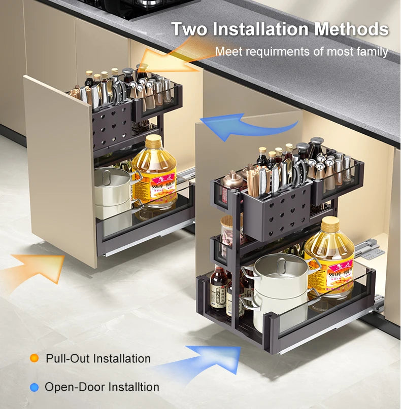 Organizador extraíble para gabinete de cocina, cesta deslizable para especias