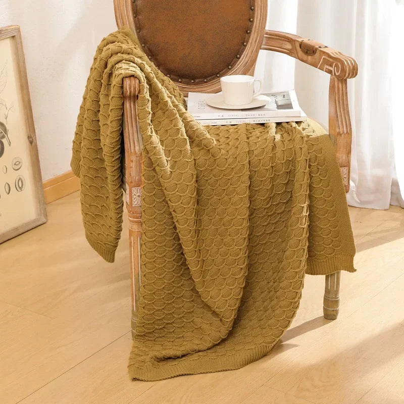 Manta de punto suave, manta de Color sólido para cama, sofá de viaje, manta chal versátil para actividades al aire libre e interior, venta al por mayor