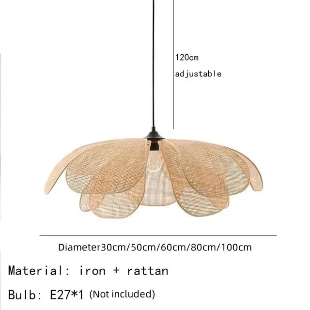 Lámparas colgantes LED de mimbre y ratán estilo wabi-sabi para dormitorio, lámparas vintage elegantes para decoración del hogar, lámpara de esquina para restaurante.